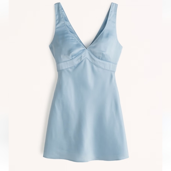 ABERCROMBIE & FITCH V-NECK SLEEVELESS SATIN MINI PARTY DRESS SZ SM TALL 💫NWT💫 - Picture 1 of 16